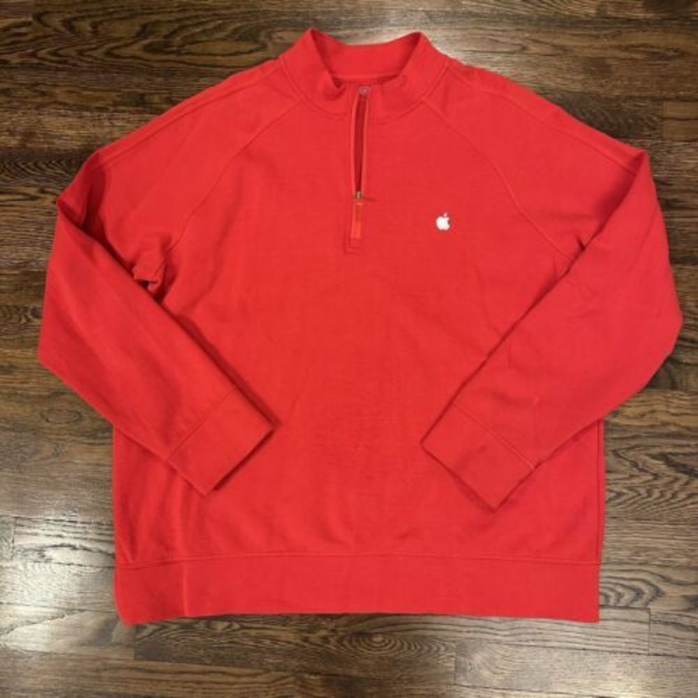 Apple Sweatshirt 2XL Red MAC Computer 1/2 1/4 Zip Embroidered Logo